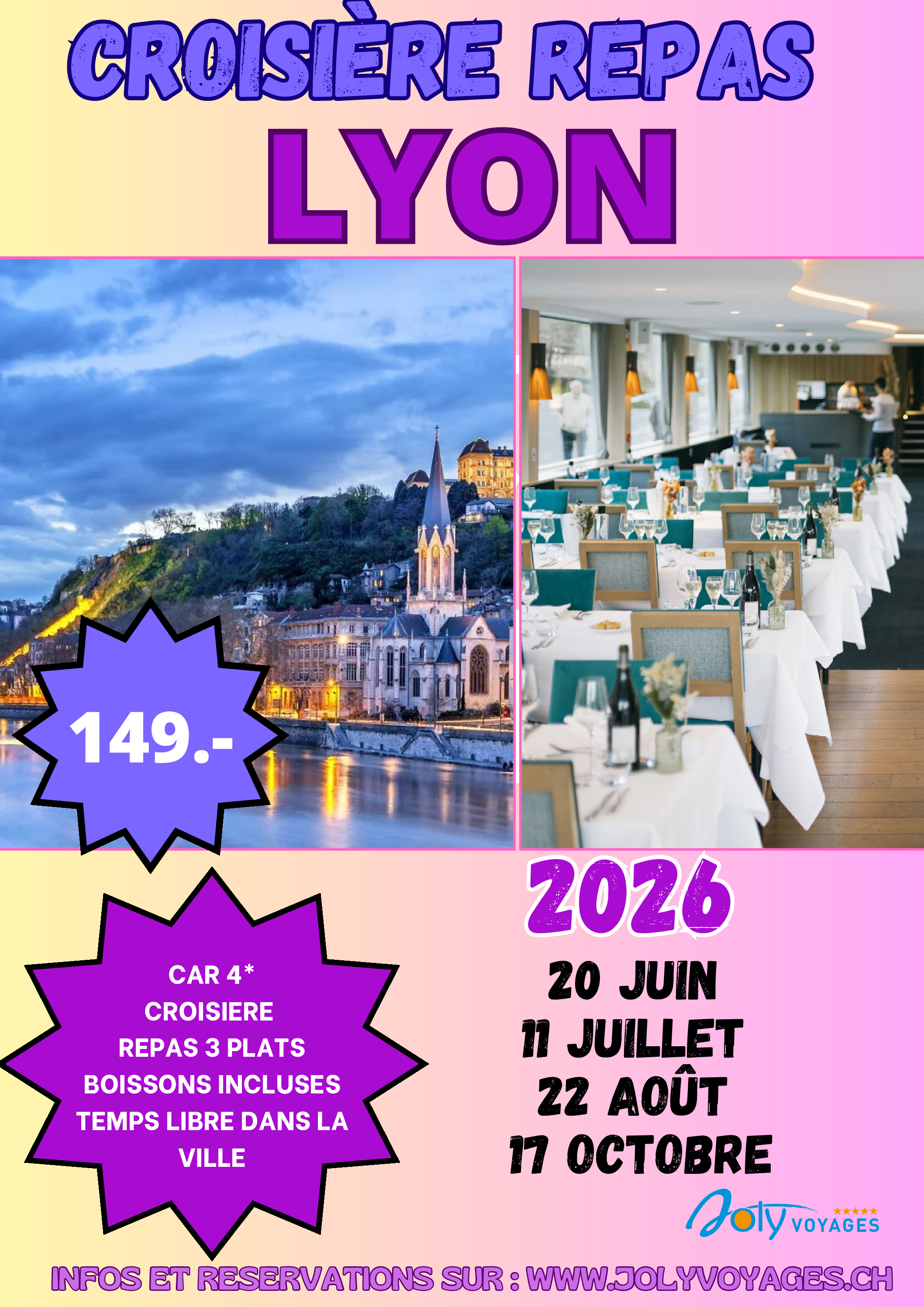 Croisière repas Lyon grande 2026