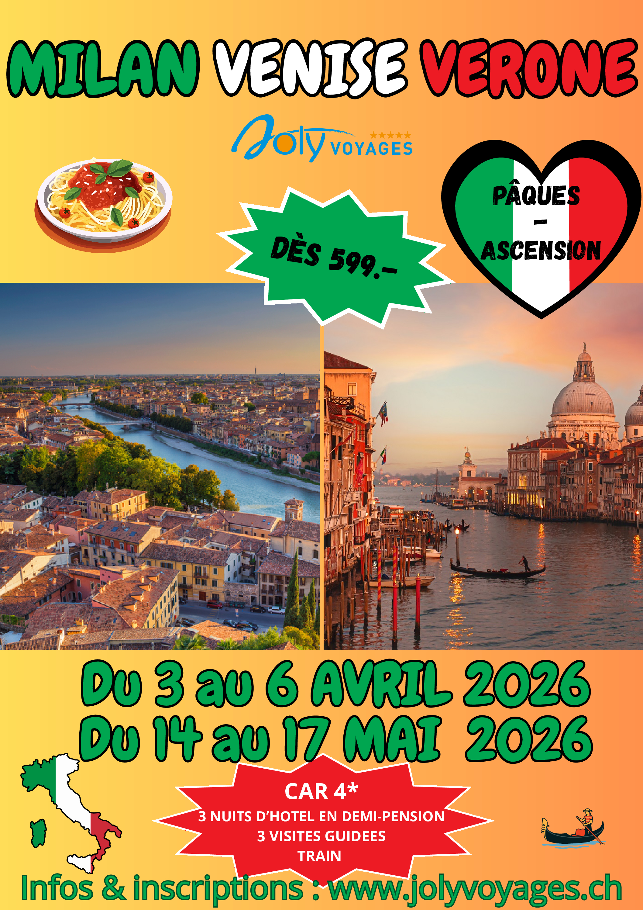 Milan Vérone Venise 2026 – Affiche